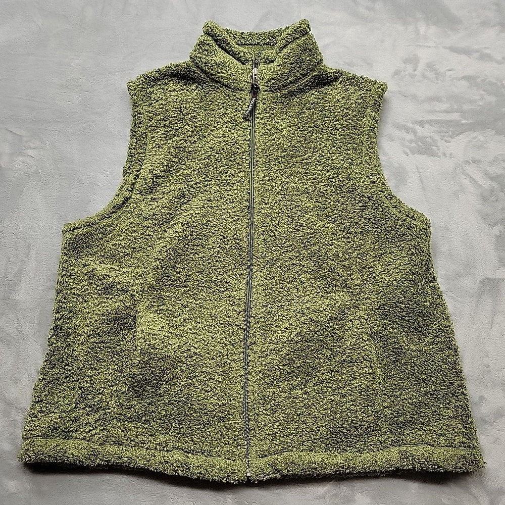 Cabelas Jacket Mens XL Green Deep Pile Fleece Full Zip Sleeveless Outdoor Vest